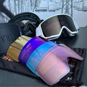 TWO Pairs Anon M3 Snow Goggles & FIVE Spare Lenses